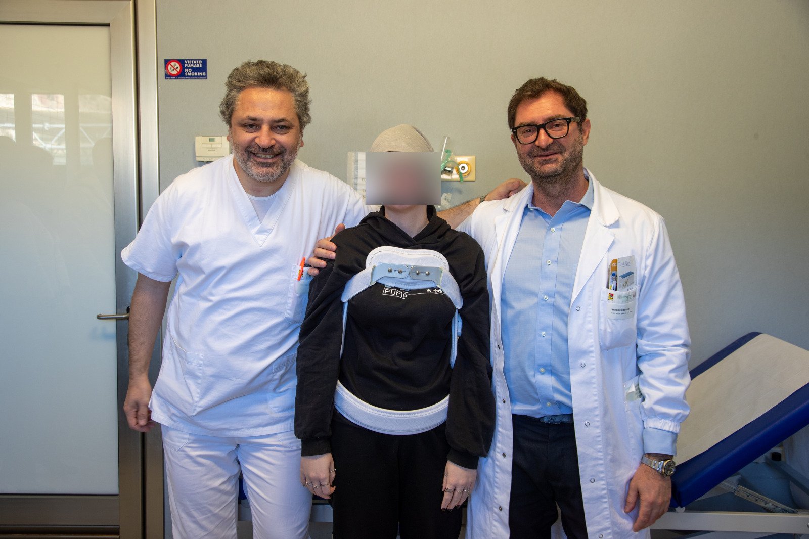 La paziente con l'equipe medica